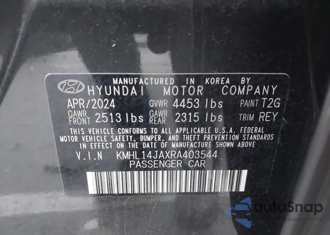 2024 Hyundai Sonata Sel z USA, uszkodzony, nr VIN KMHL14JAXRA403544